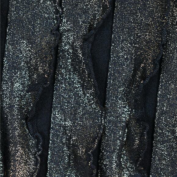 Vintage Sunny Leigh black/gold ruffle sleeveless tank top blouse sz petite small - Picture 5 of 8